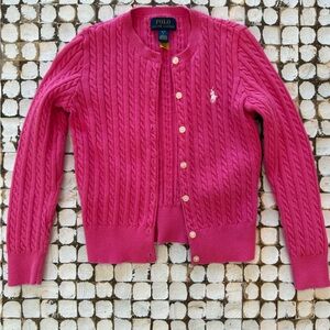Kids Polo by Ralph Lauren Vibrant Pink Cable Cardigan